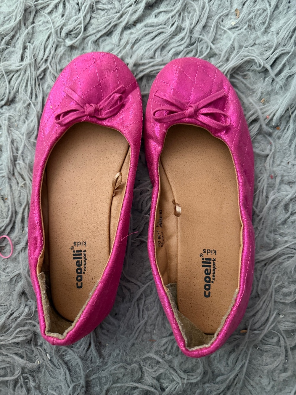 Kids Capelli of New York Girls' Hot Pink Quilted Ballet Flats